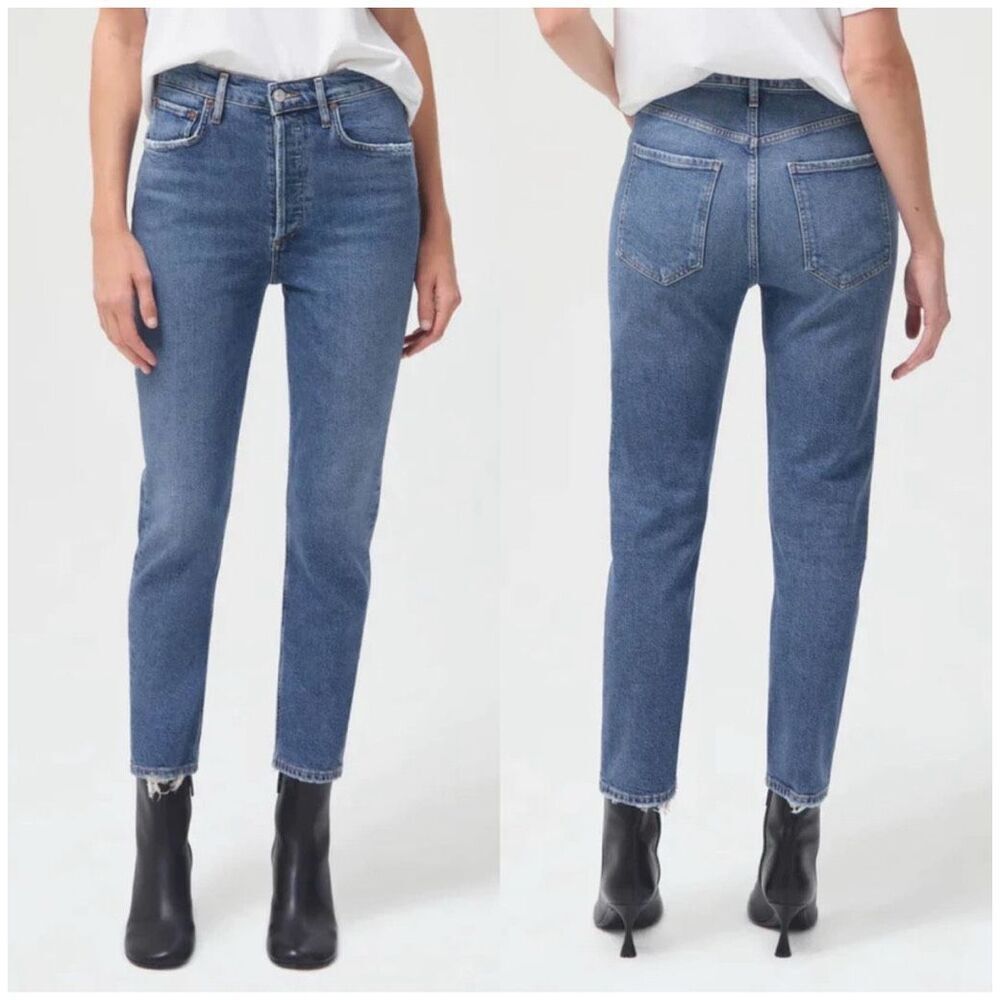 AGOLDE Riley High Rise Straight Crop Jeans in Silence Size 26